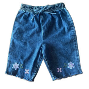 NWT Vintage OshKosh Jean Capris Floral Embroidery Girls' 12 Months